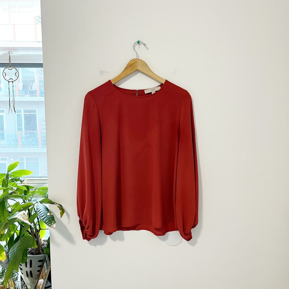 Loft Orange Long Sleeve Blouse Size Small